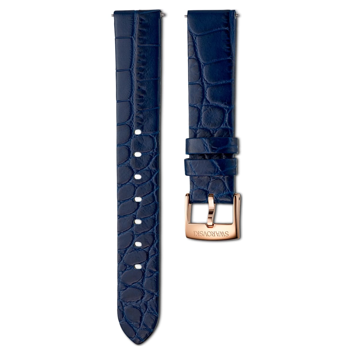 Click to view product details and reviews for 17mm Watch Strap Leather With Stitching Blue Rose Gold Tone Plated.