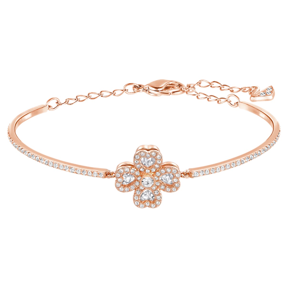 

Swarovski Deary bangle, Flower, White, Rose gold-tone plated