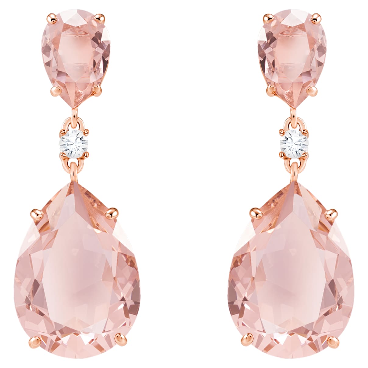

Swarovski Vintage drop earrings, Drop cut, Pink, Rose gold-tone plated