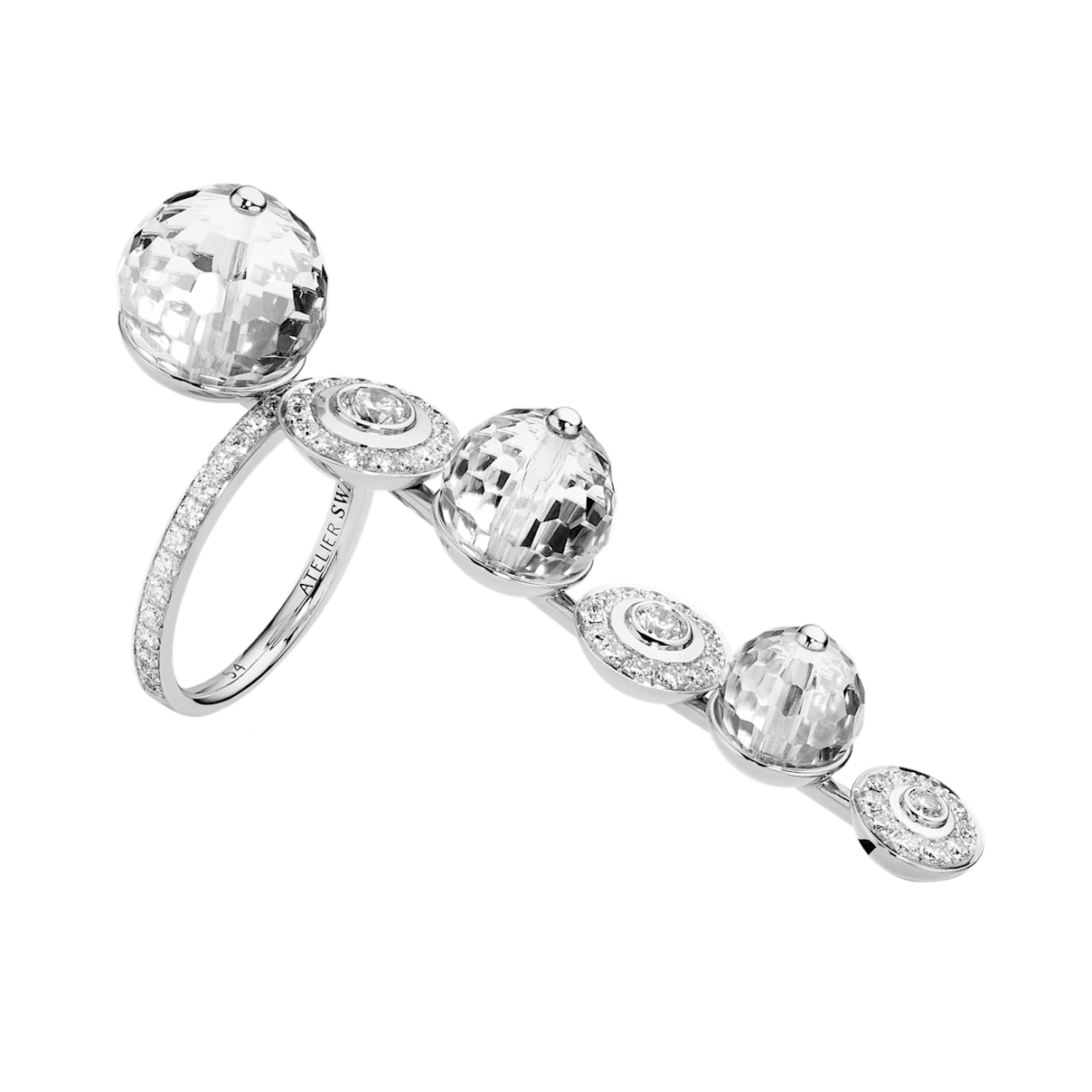 Click to view product details and reviews for Concentric Long Ring Swarovski Crystal Swarovski Created Diamonds 18k White Gold Size 52.