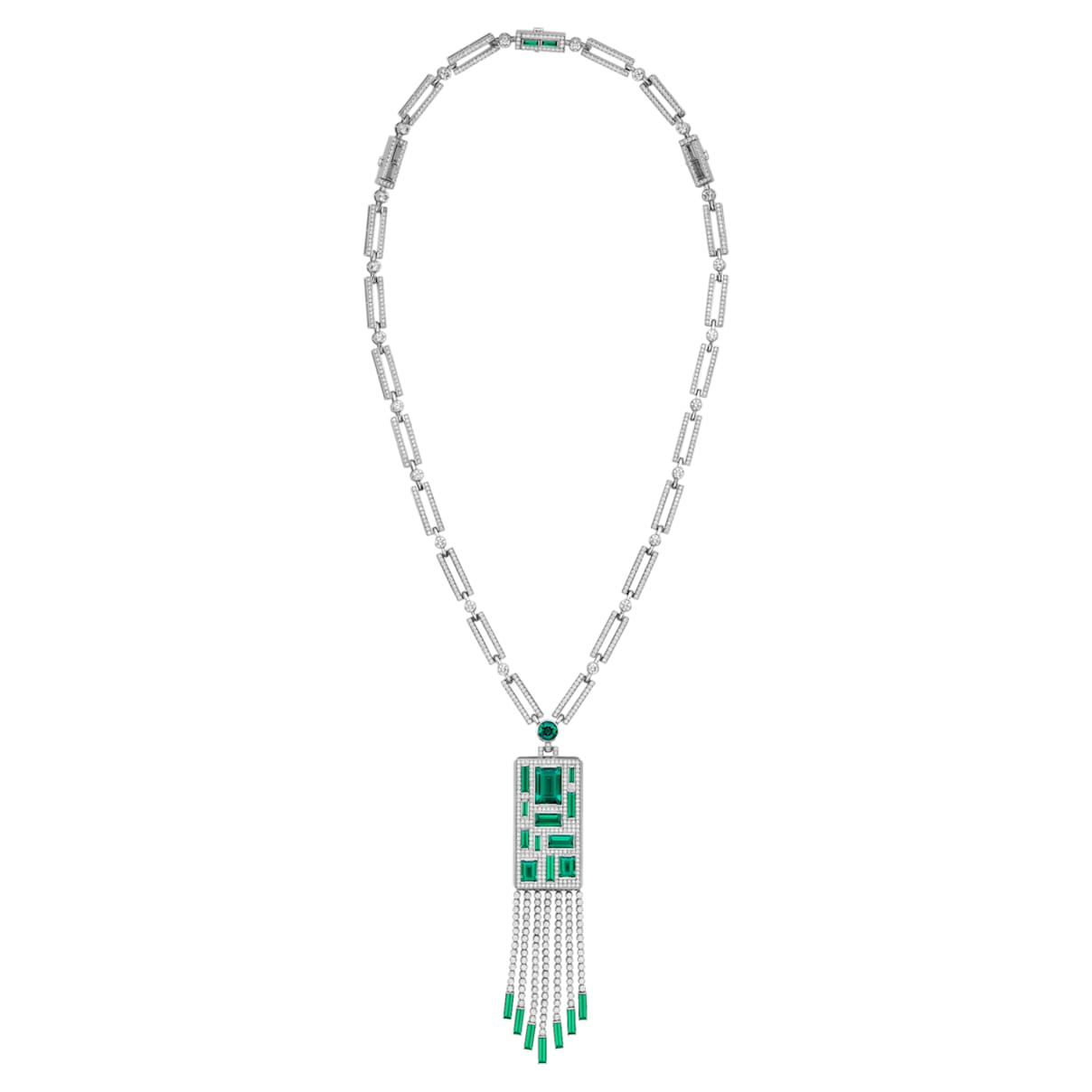 Click to view product details and reviews for Mosaic Necklace Swarovski Created Emeralds Swarovski Created Diamonds 18k White Gold.