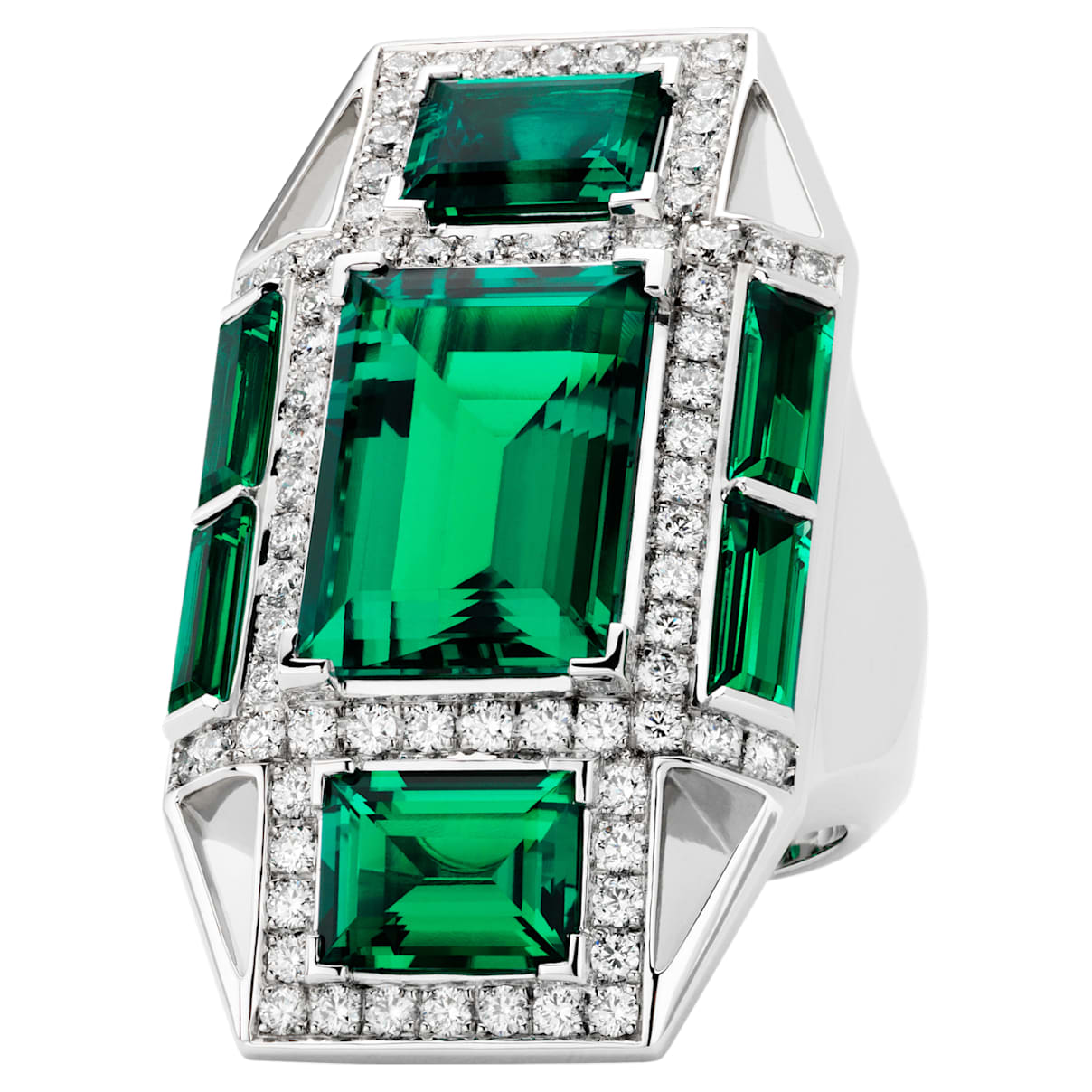 Click to view product details and reviews for Mosaic Ring Created Emeralds 18k White Gold Size 55.