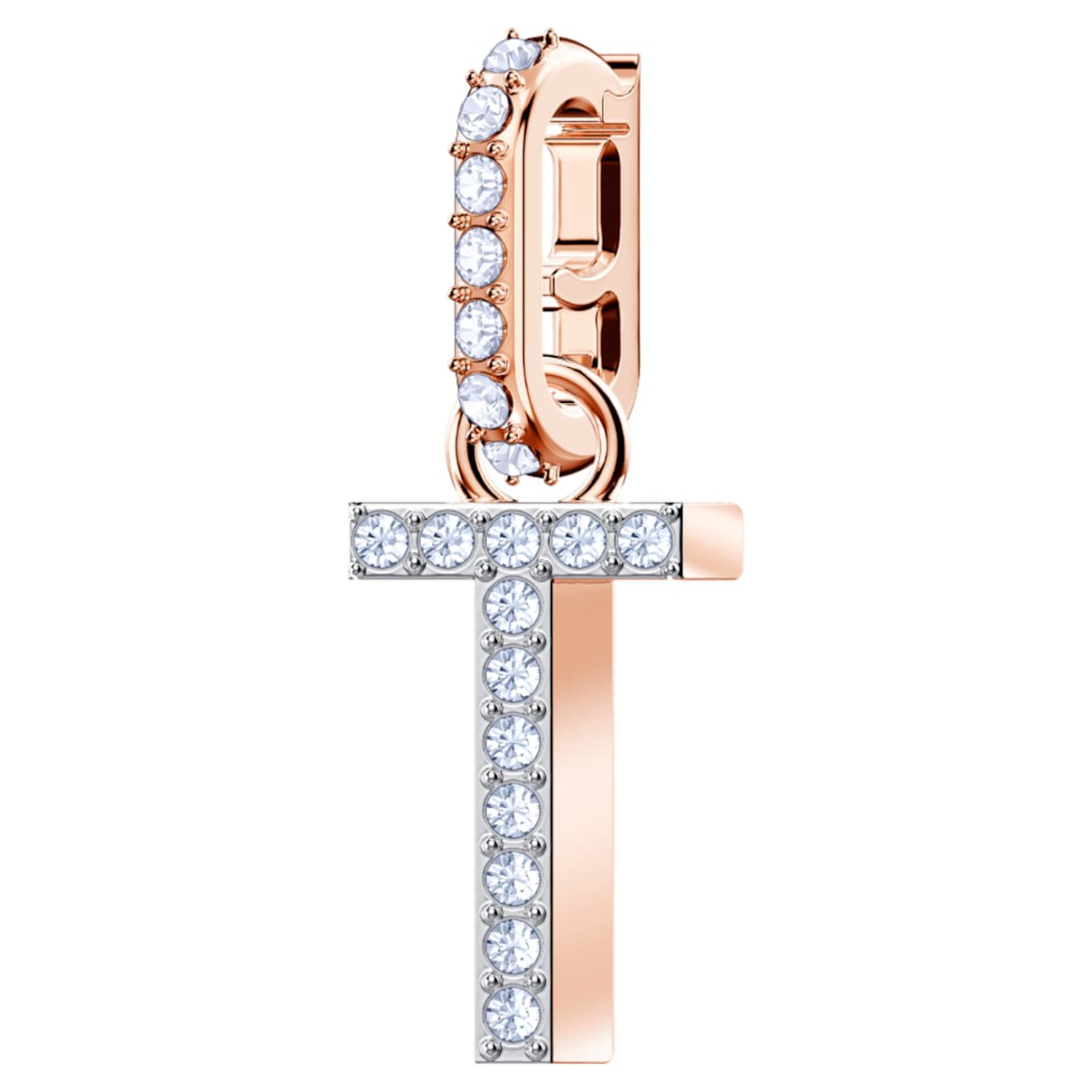 

Swarovski Charm Remix Collection T, Blanco, Baño tono oro rosa