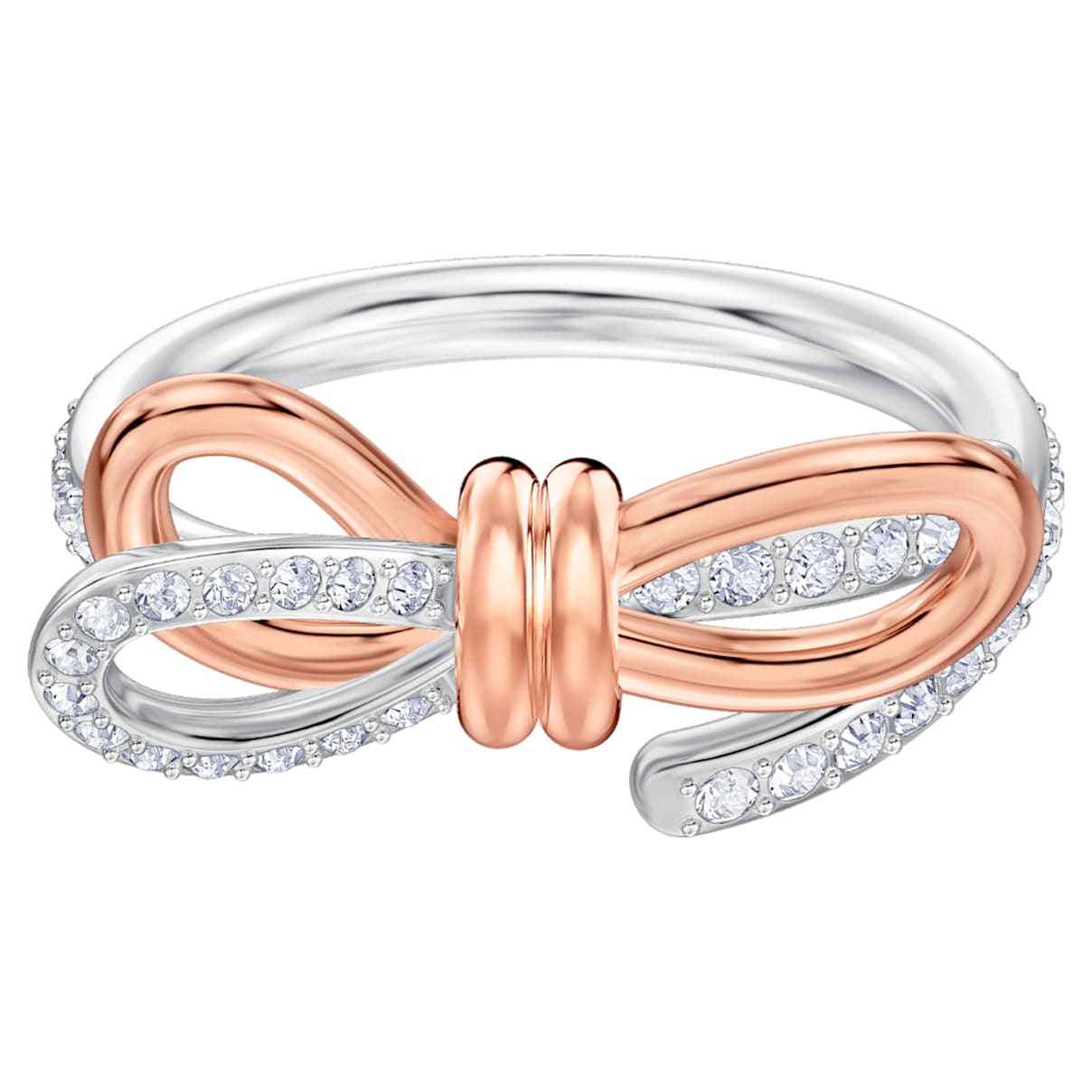 Swarovski Anello Lifelong Bow, Fiocco, Bianco, Mix di finiture