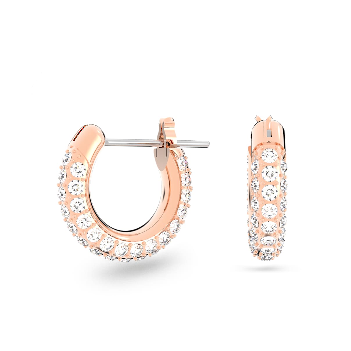 Click to view product details and reviews for Stone Pierced Earrings Pink Rose Gold Tone Plated.
