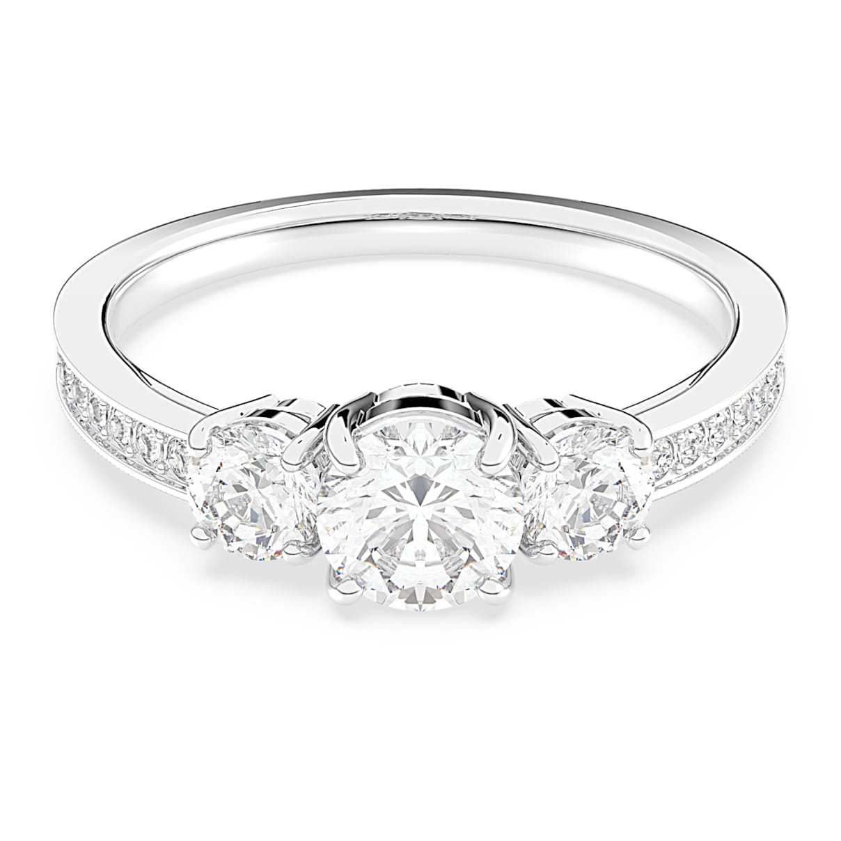 

Swarovski Attract Trilogy ring, Round cut, White, Rhodium plated
