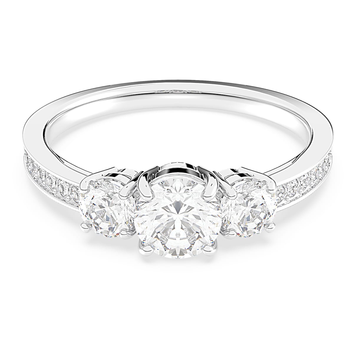 

Swarovski Attract Trilogy ring, Round cut, White, Rhodium plated