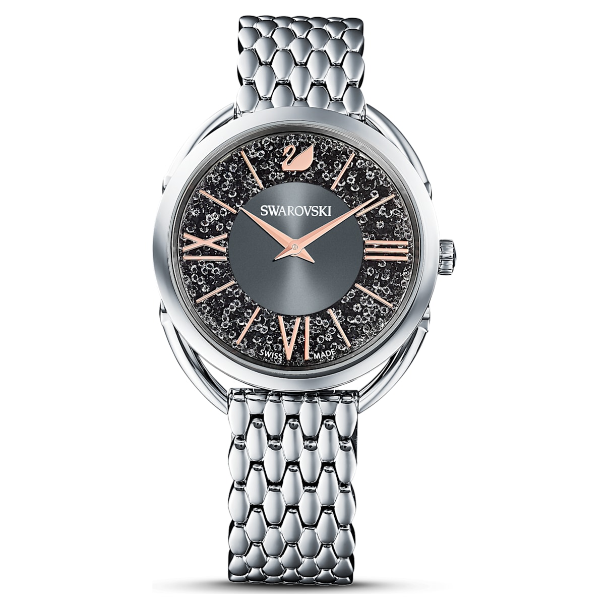 Crystalline Glam Watch, Metal bracelet, Gray, Stainless steel