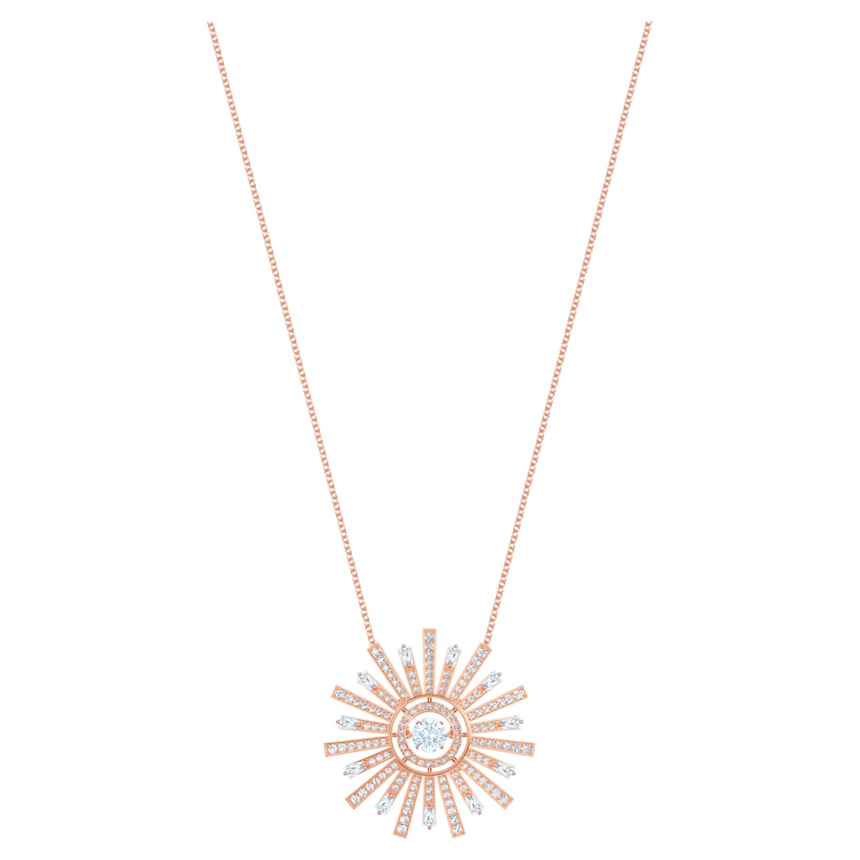 

Swarovski Sunshine necklace, Mixed cuts, Sun, Long, White, Rose gold-tone plated