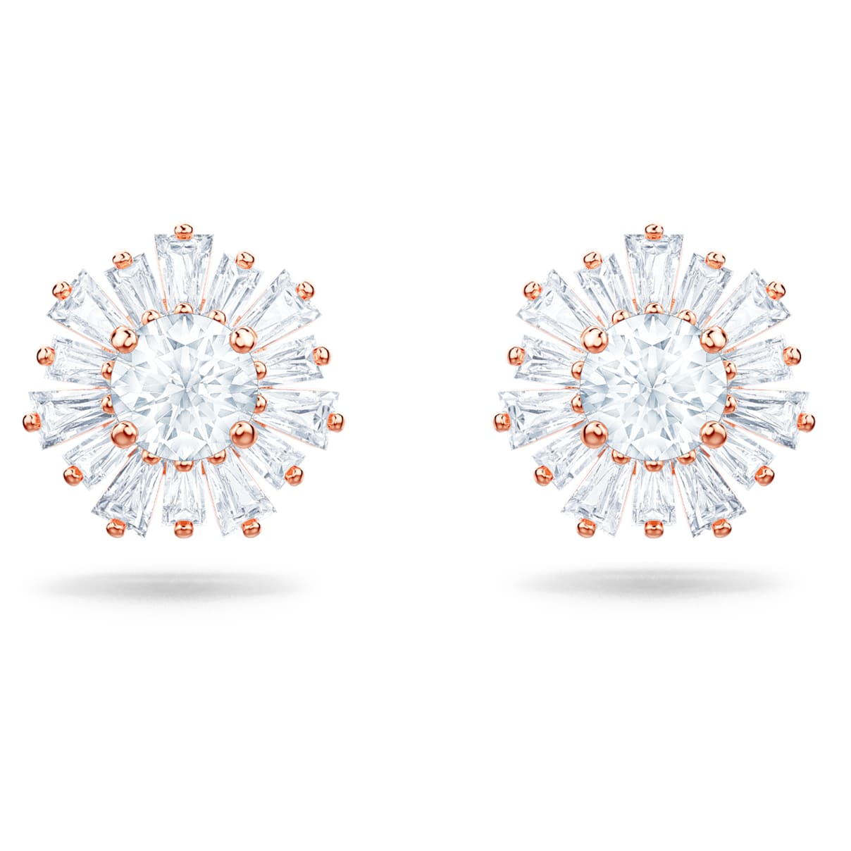 

Idyllia stud earrings, Mixed cuts, Sun, White, Rose gold-tone plated