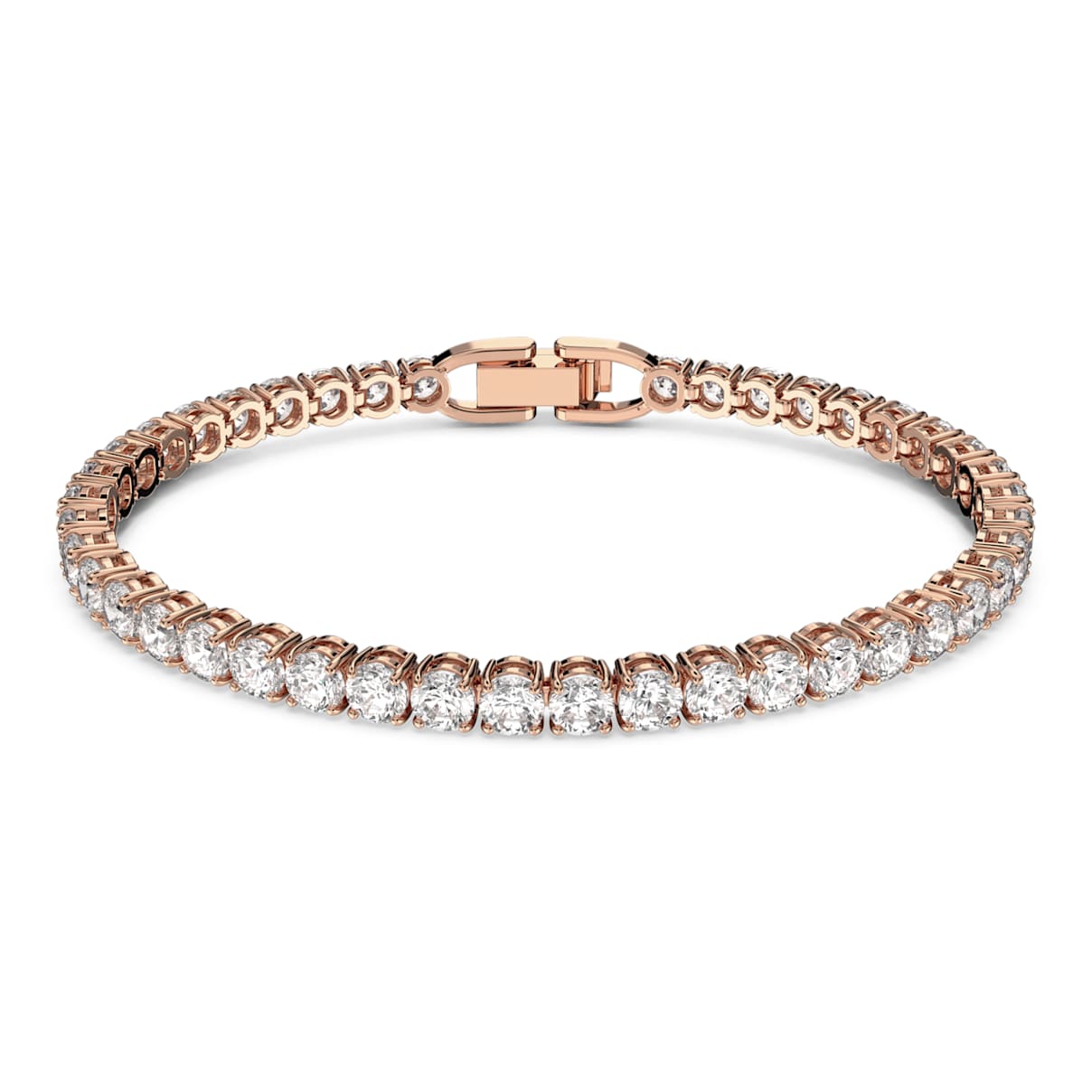 Tennis Deluxe bracelet, Round cut, White, Rose gold-tone plated