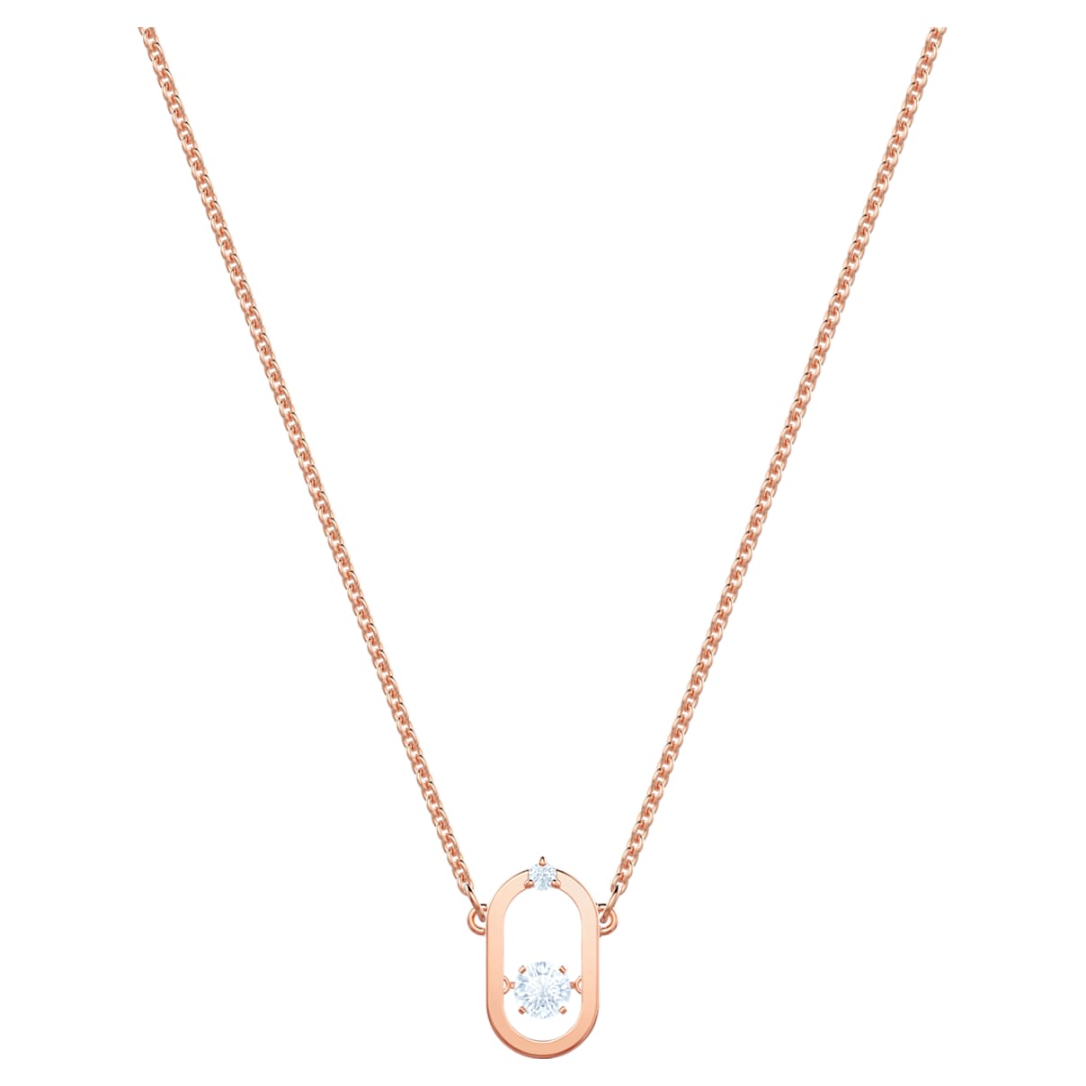 Collana Una, Taglio tondo, Forma ovale, Bianca, Finitura oro rosa 18K OS