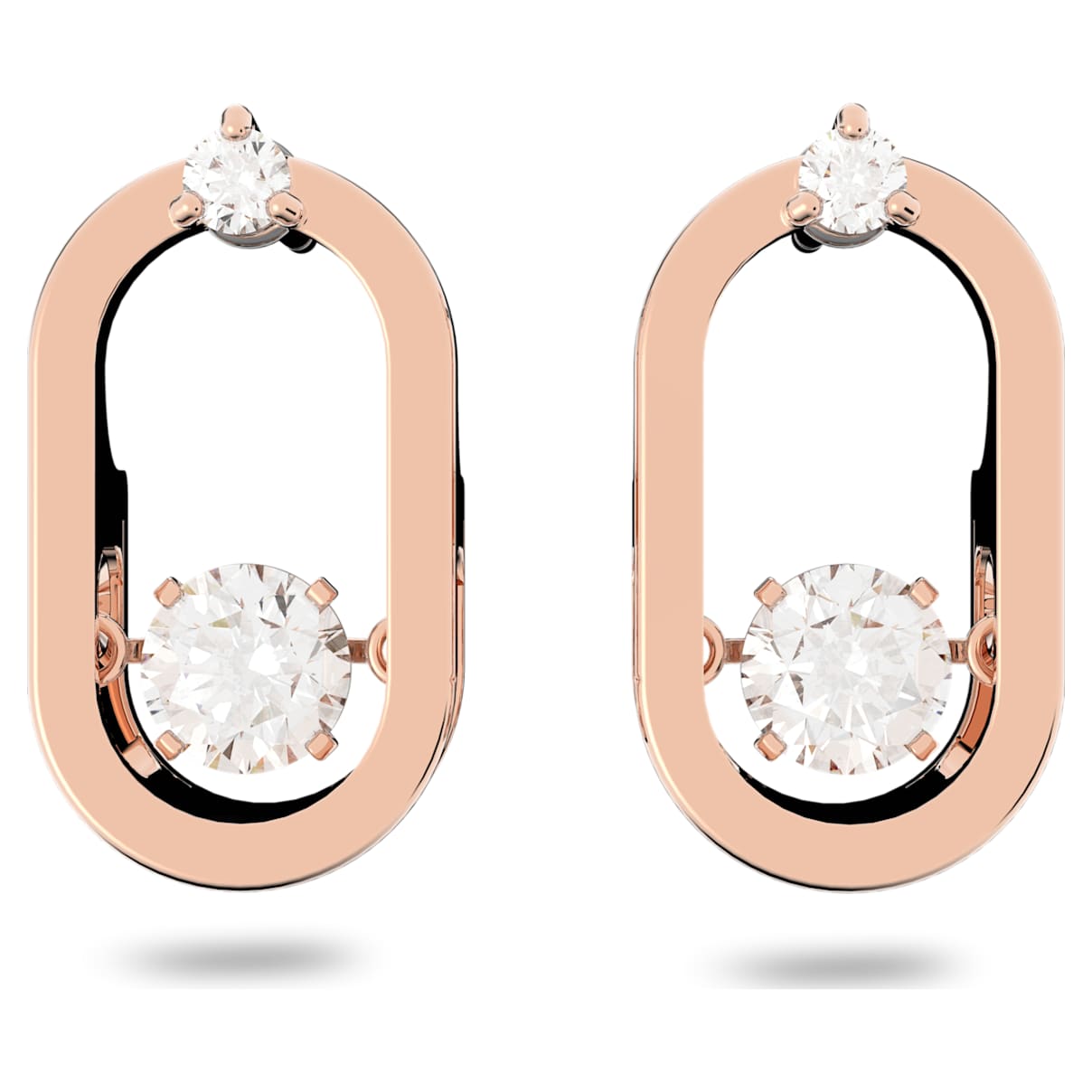 Swarovski Sparkling Dance stud earrings, Round cut, Oval shape, White, Rose gold-tone plated