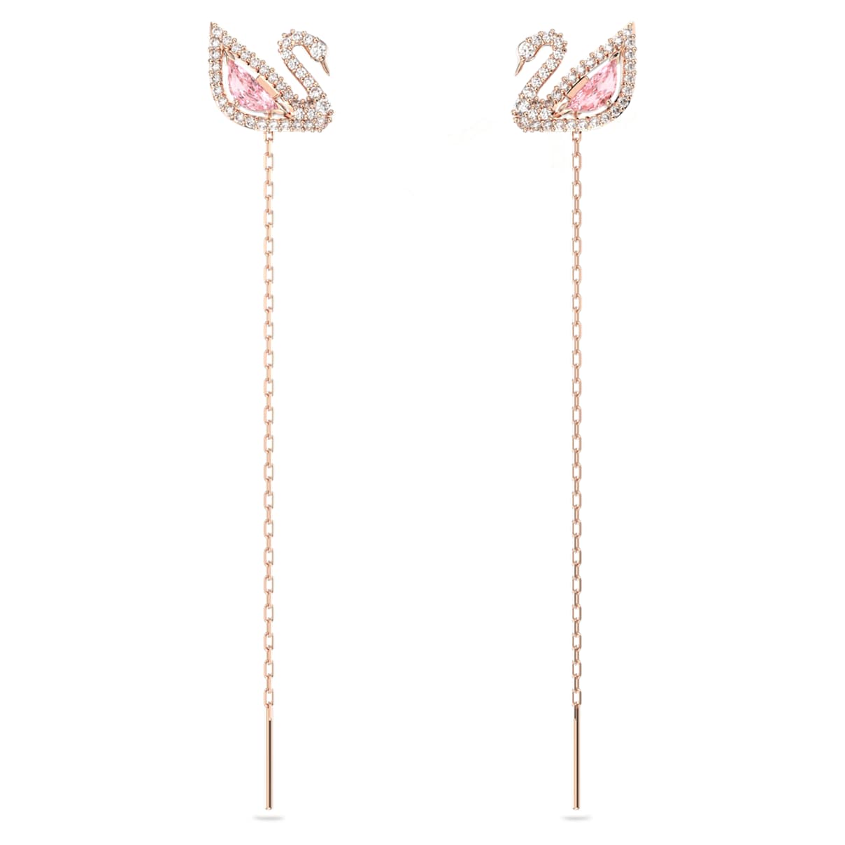 

Dazzling Swan drop earrings, Swan, Pink, Rose gold-tone plated