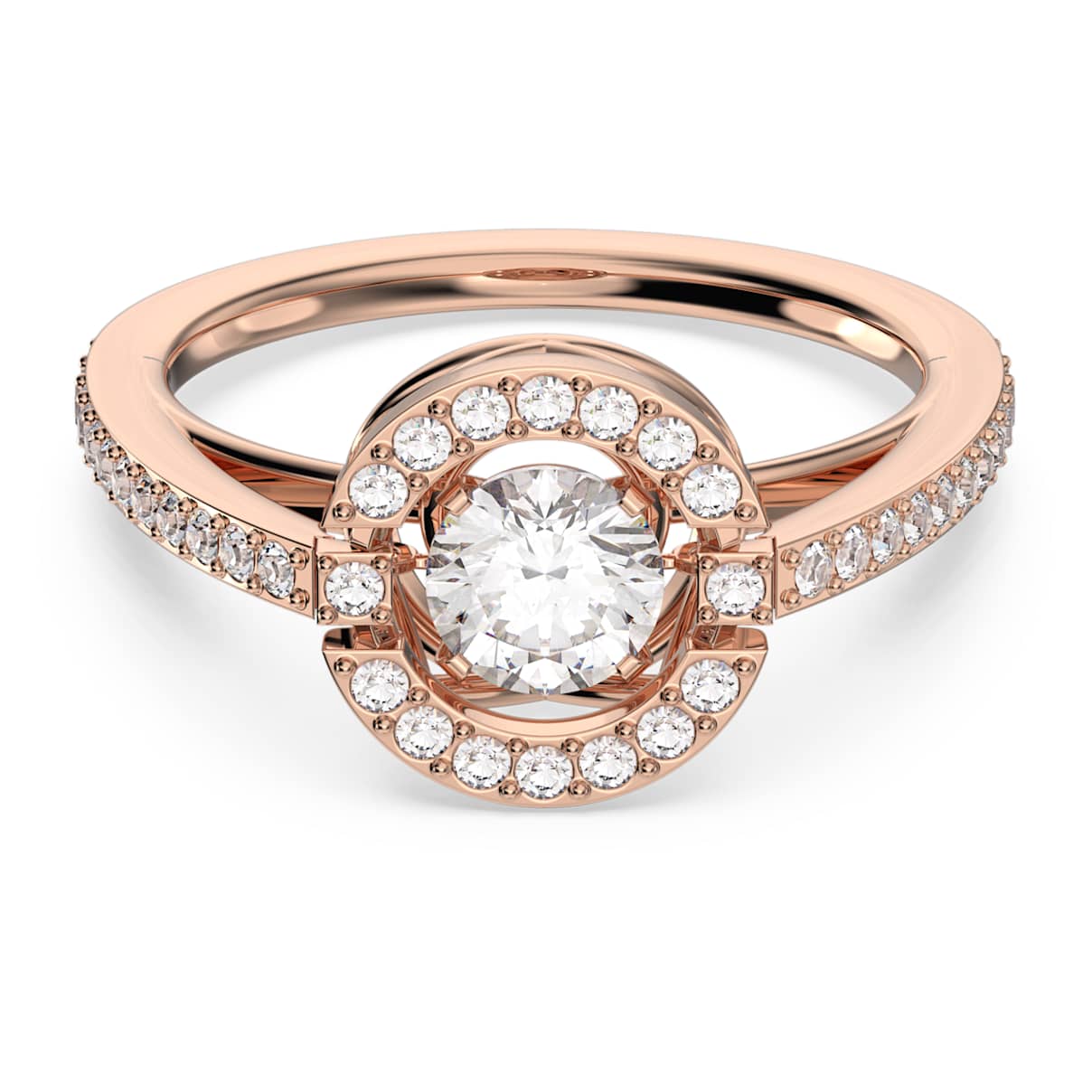 

Swarovski Sparkling Dance ring, Round cut, White, Rose gold-tone plated