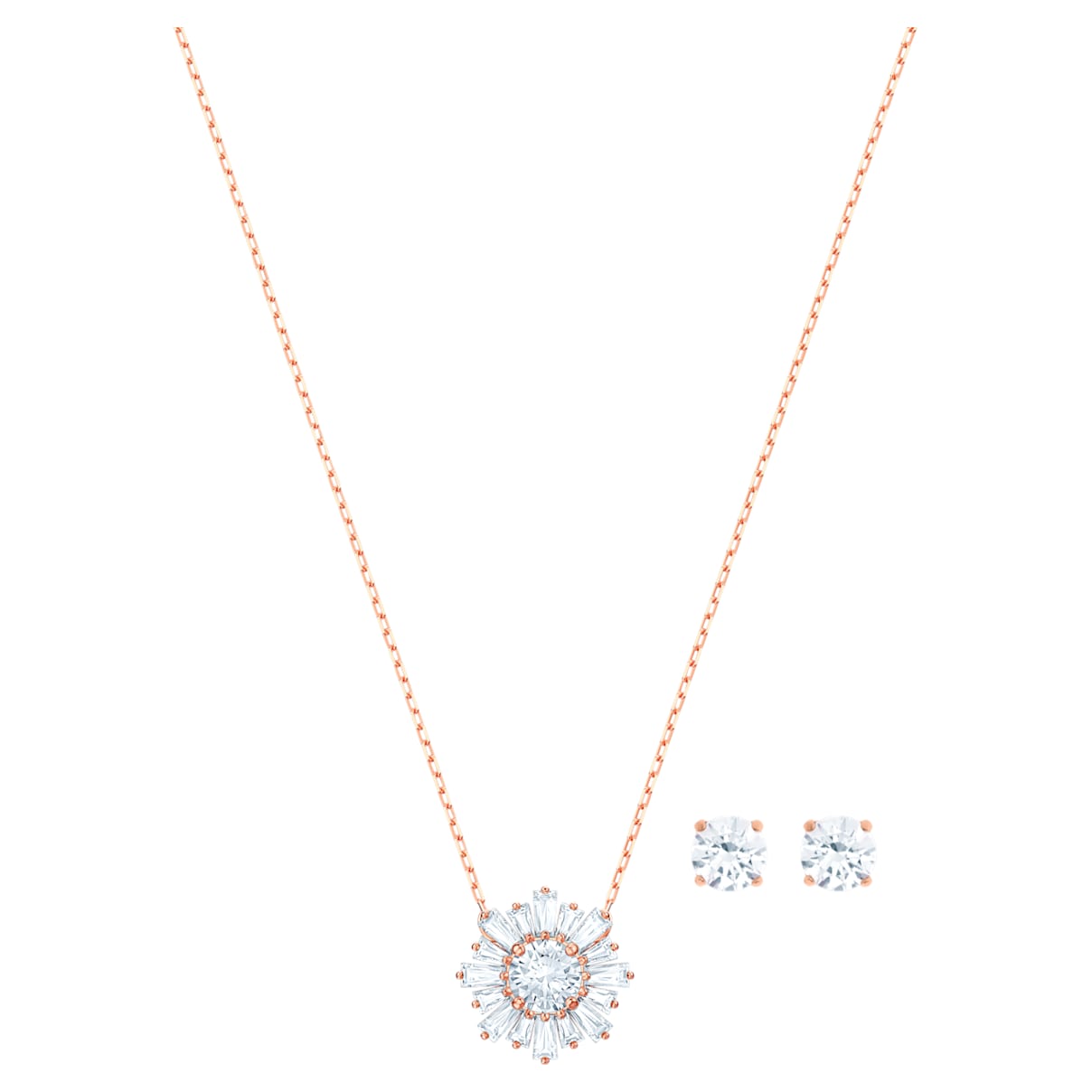 Swarovski Sunshine set, White, Rose gold-tone plated
