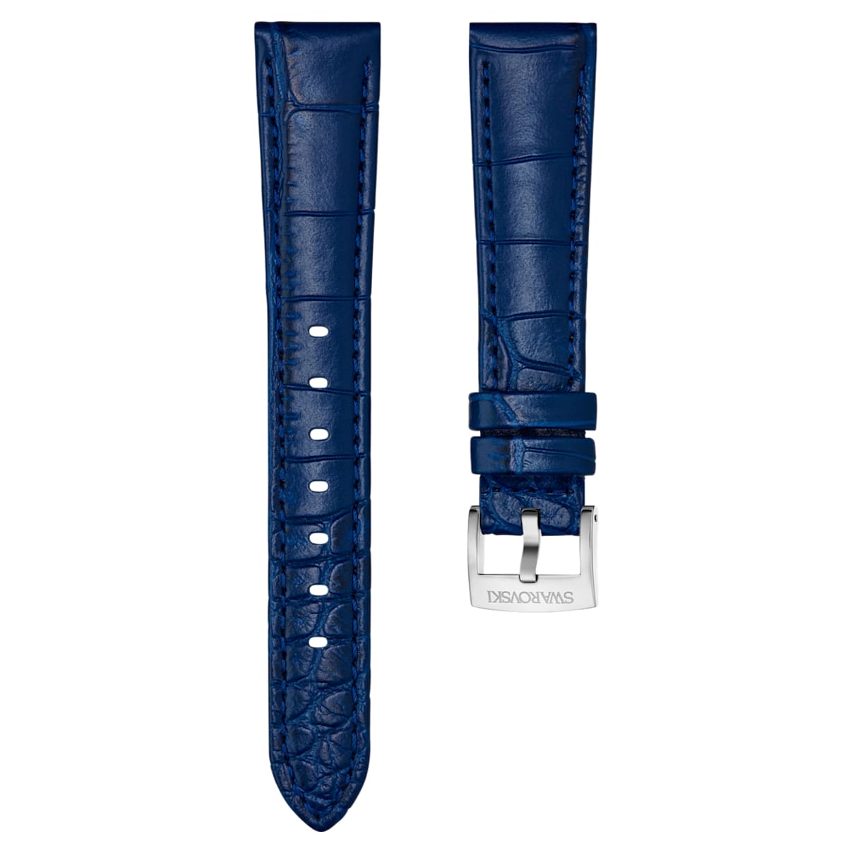Click to view product details and reviews for 18mm Watch Strap Leather With Stitching Blue Stainless Steel.