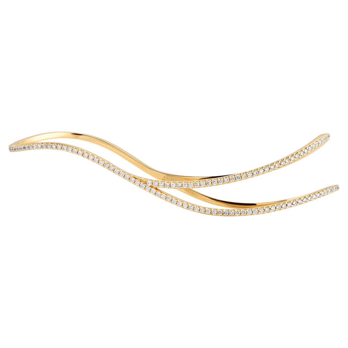Click to view product details and reviews for Arc En Ciel Palm Cuff Swarovski Created Diamonds 18k Yellow Gold.
