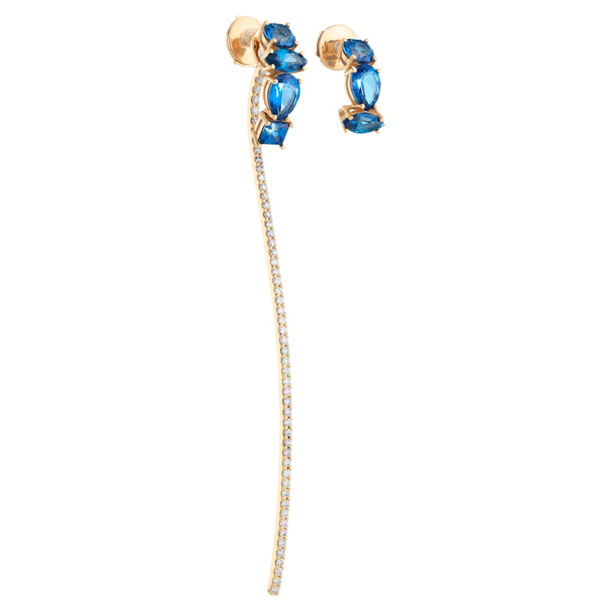 Click to view product details and reviews for Arc En Ciel Two Piece Mis Match Earrings Caribbean Blue Treated Swarovski Genuine Topaz 18k Yellow Gold.