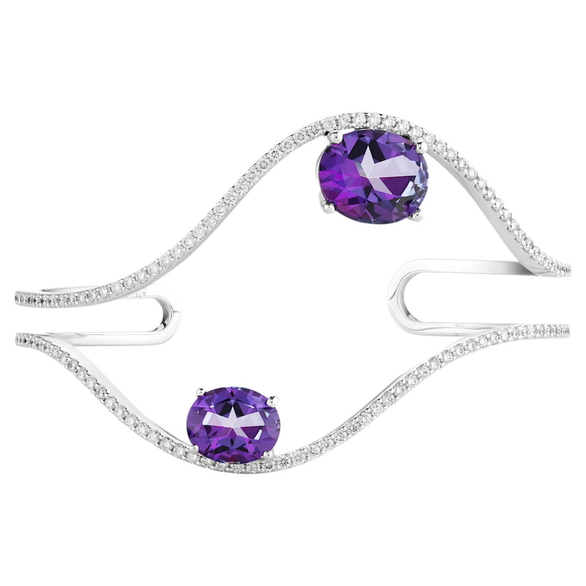 Click to view product details and reviews for Arc En Ciel Cuff Violac Treated Swarovski Genuine Topaz Swarovski Created Diamonds 18k White Gold.