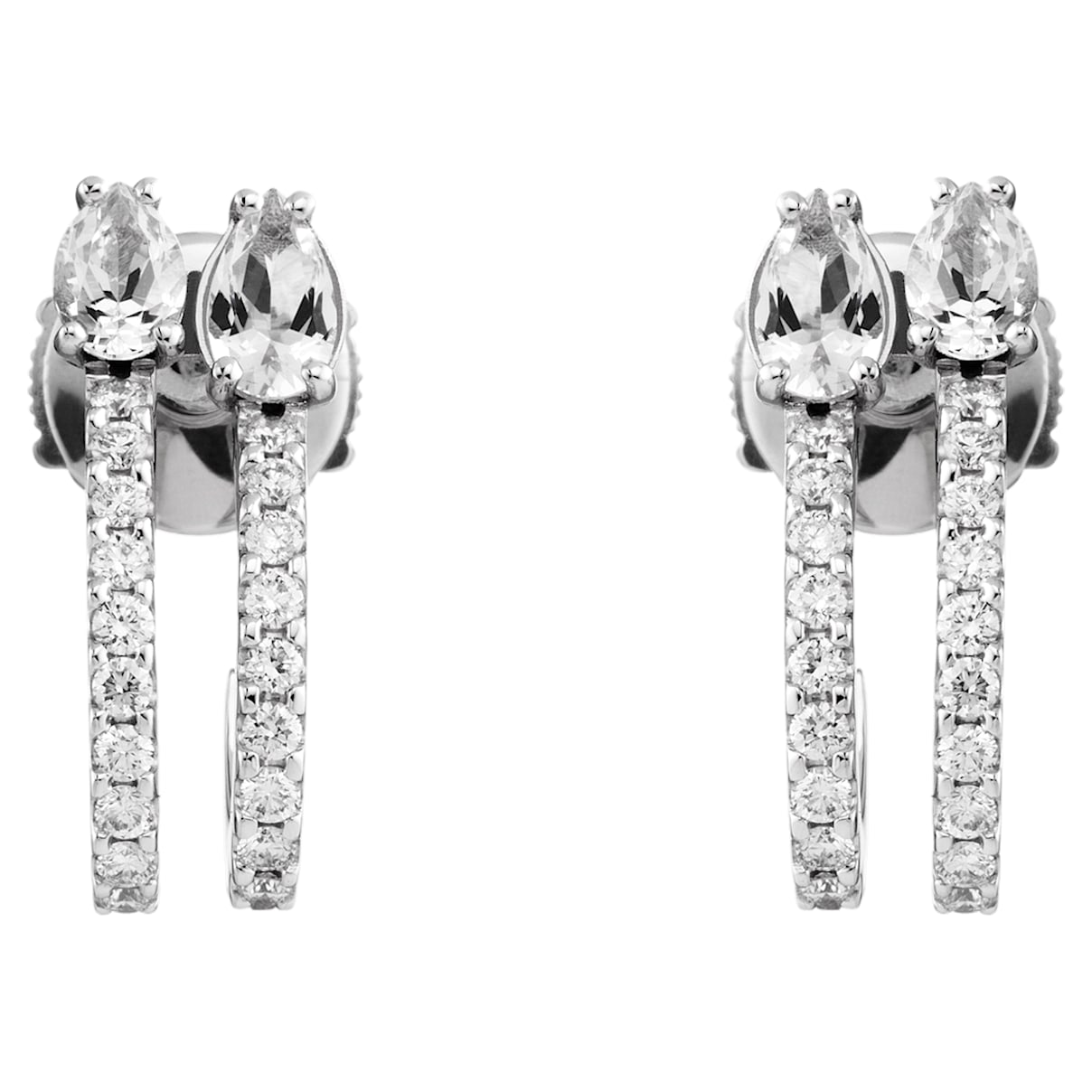 Click to view product details and reviews for Arc En Ciel Double Hoop Earrings Swarovski Genuine Topaz Swarovski Created Diamonds 18k White Gold.