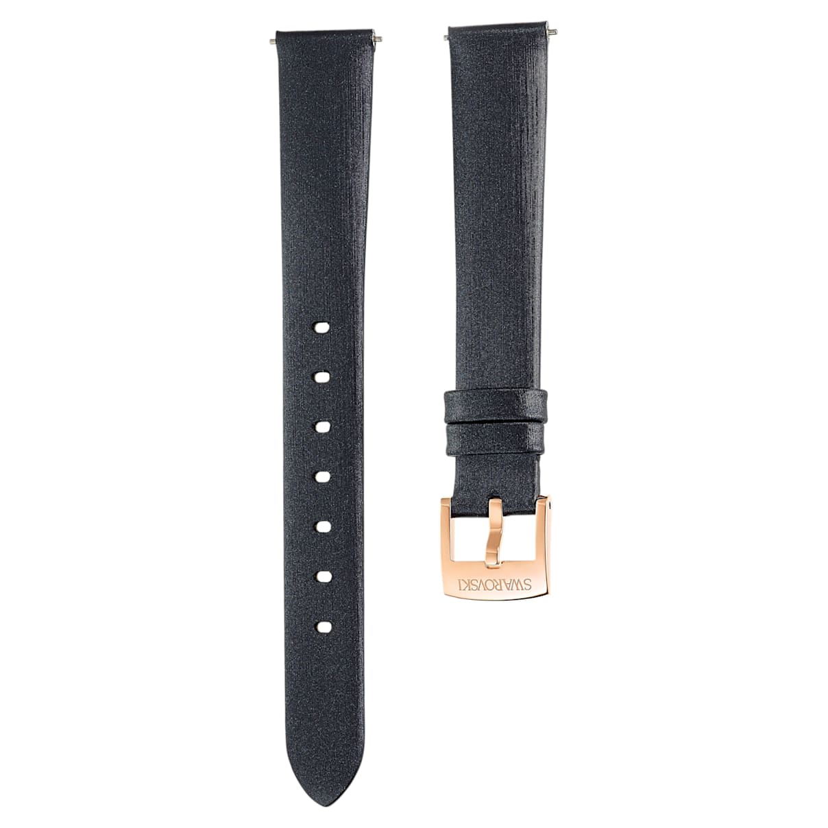 Cinturino per orologio 14mm, seta, nero, placcato color oro rosa