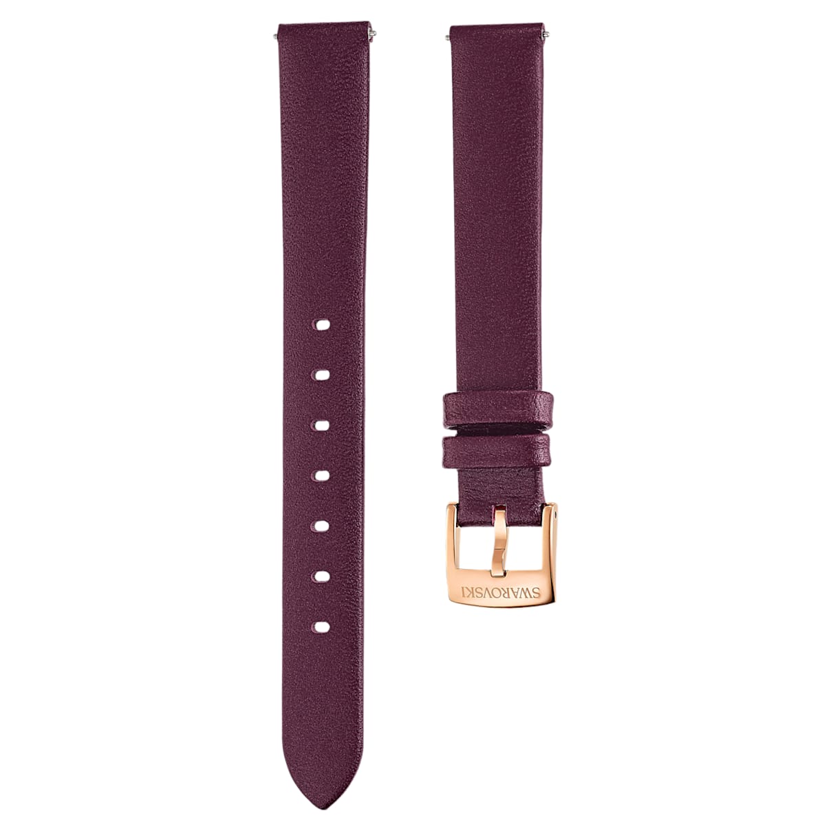 Cinturino per orologio 14mm, Pelle, rosso scuro, placcato color oro rosa