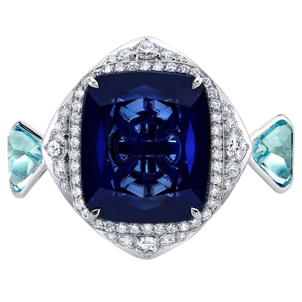 Click to view product details and reviews for Azure Blue Cocktail Ring 18k White Gold Size 55.