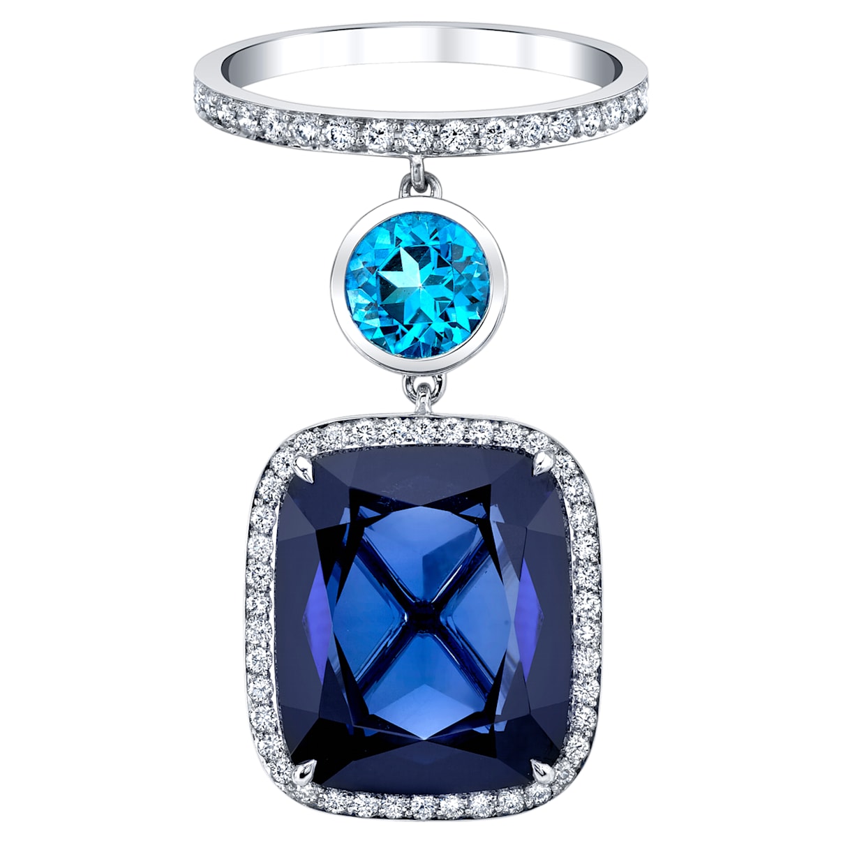 Click to view product details and reviews for Azure Blue Ring 18k White Gold Size 52.