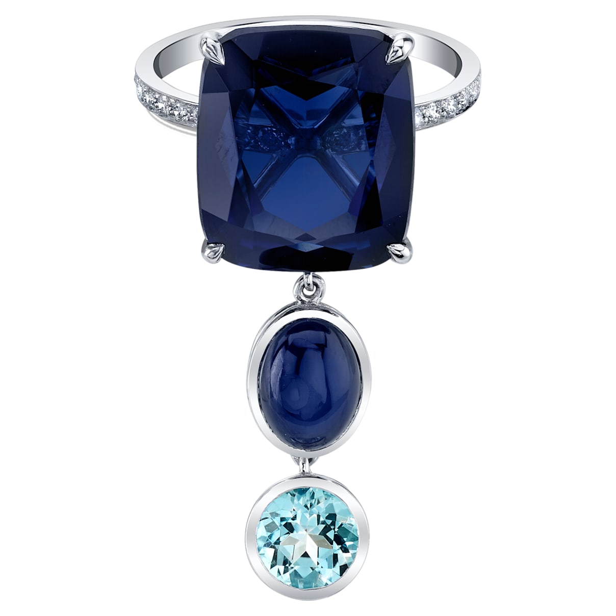 Click to view product details and reviews for Azure Blue Long Ring 18k White Gold Size 52.