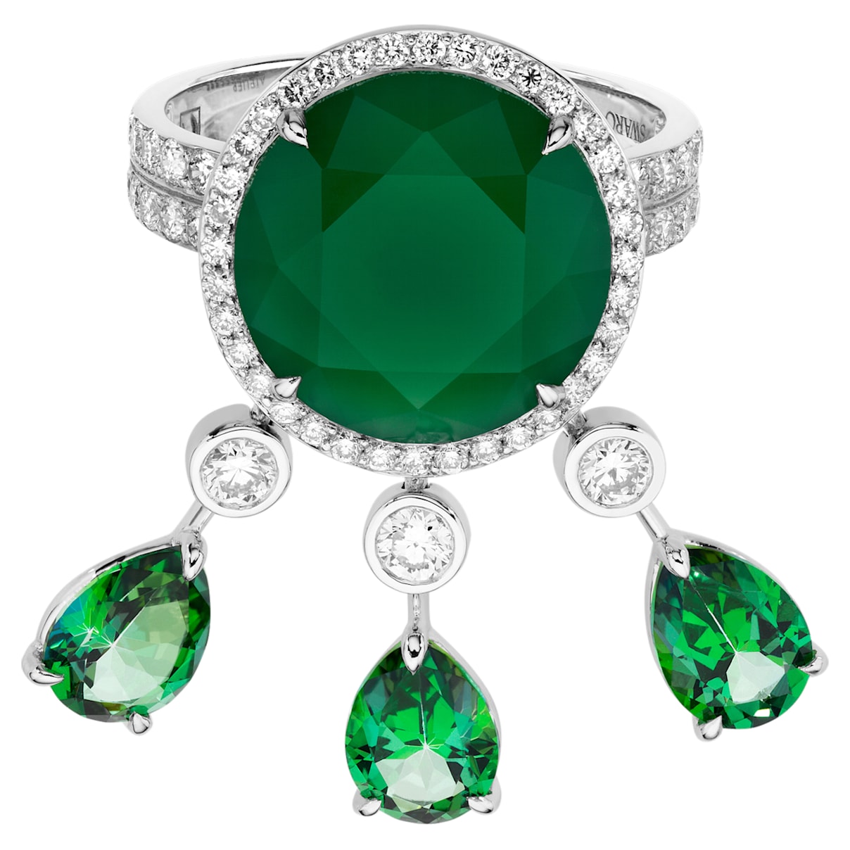 Click to view product details and reviews for Rainforest Green Cocktail Ring 18k White Gold Size 52.