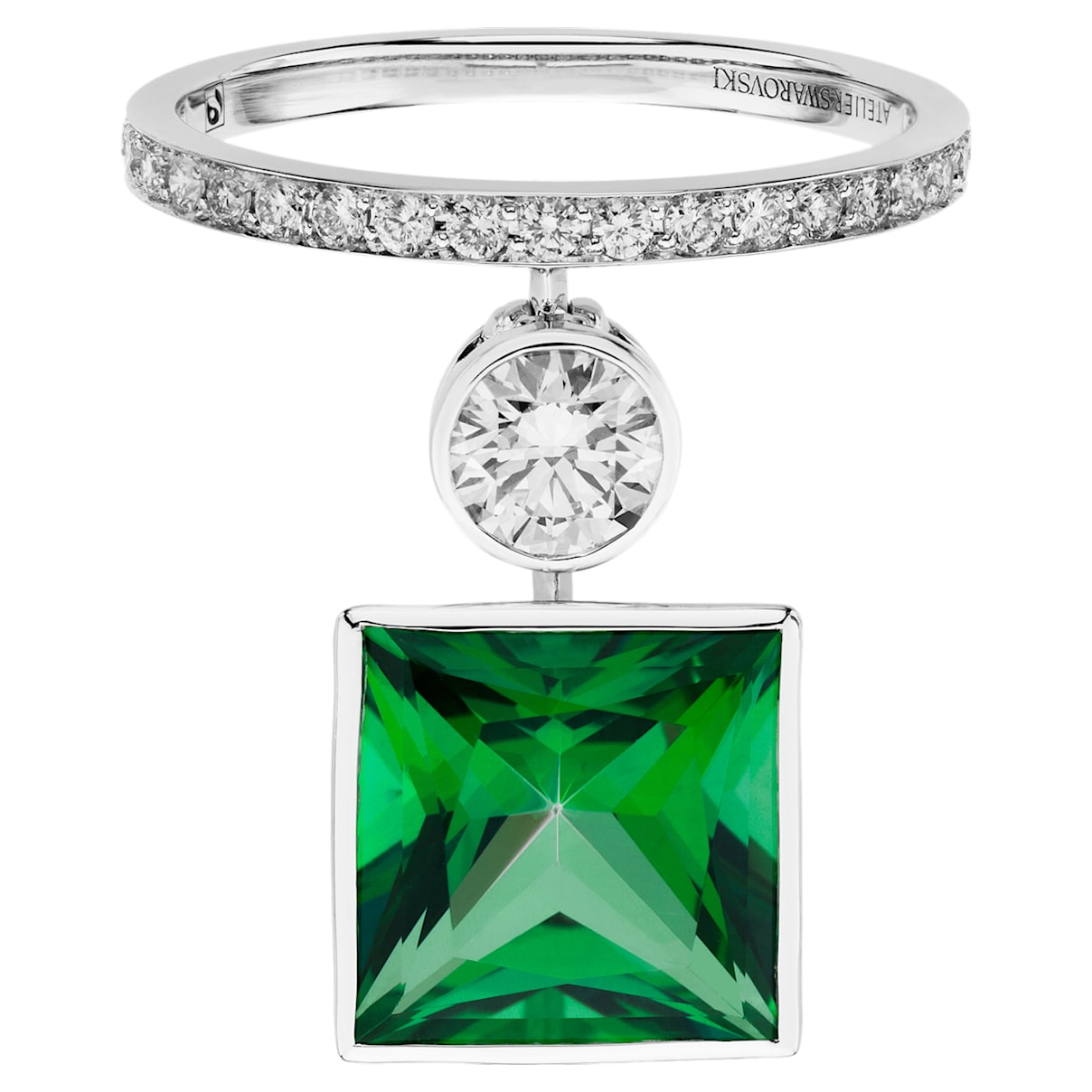 Click to view product details and reviews for Rainforest Green Ring 18k White Gold Size 55.