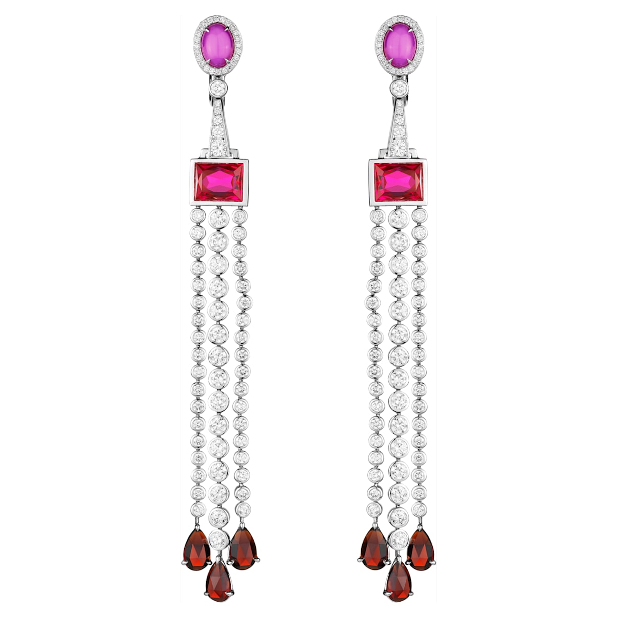 Click to view product details and reviews for Flowering Fuchsia Long Earrings Swarovski Created Ruby Swarovski Created Diamonds 18k White Gold.