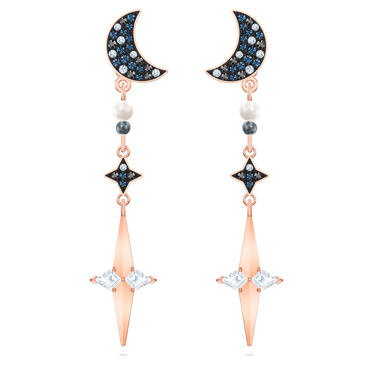 

Swarovski Symbolic earring jackets, Moon and star, Multicoloured, Rose gold-tone plated