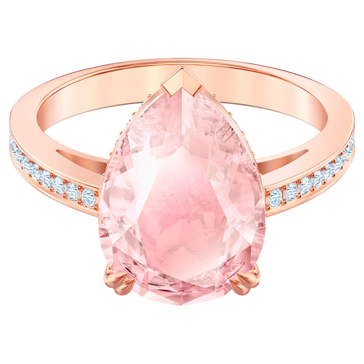 

Swarovski Vintage ring, Drop cut, Pink, Rose gold-tone plated