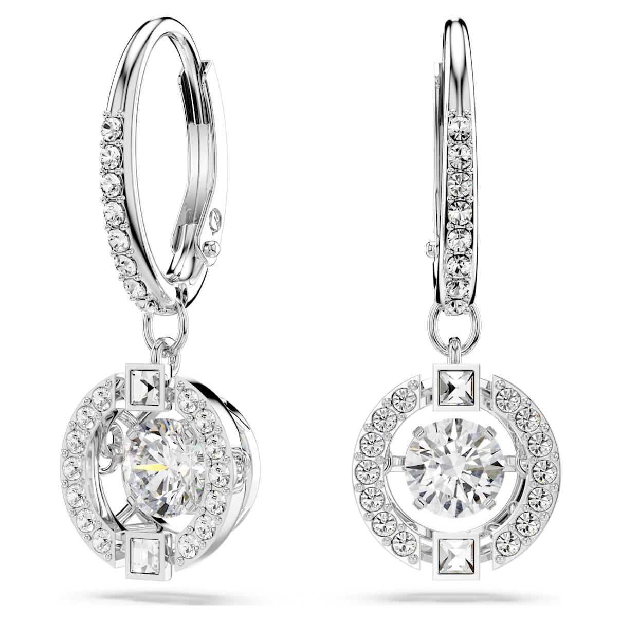 

Swarovski Sparkling Dance drop earrings, Round cut, White, Rhodium plated