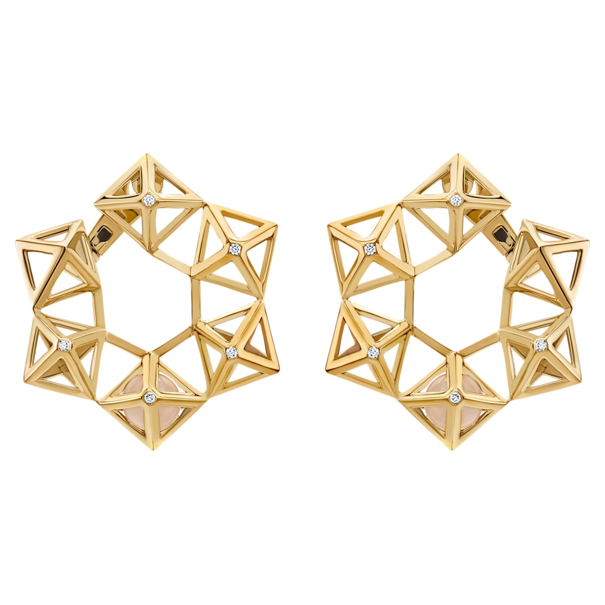 Click to view product details and reviews for Double Diamond Statement Earrings Genuine Rose Quartz Swarovski Created Diamonds 14k Yellow Gold.