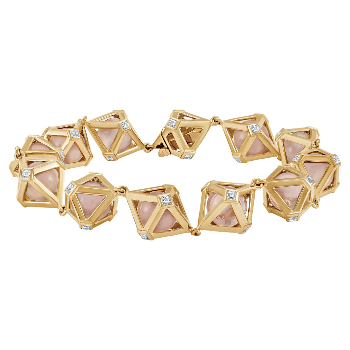 Click to view product details and reviews for Double Diamond Bracelet Genuine Rose Quartz Swarovski Created Diamonds 14k Yellow Gold.