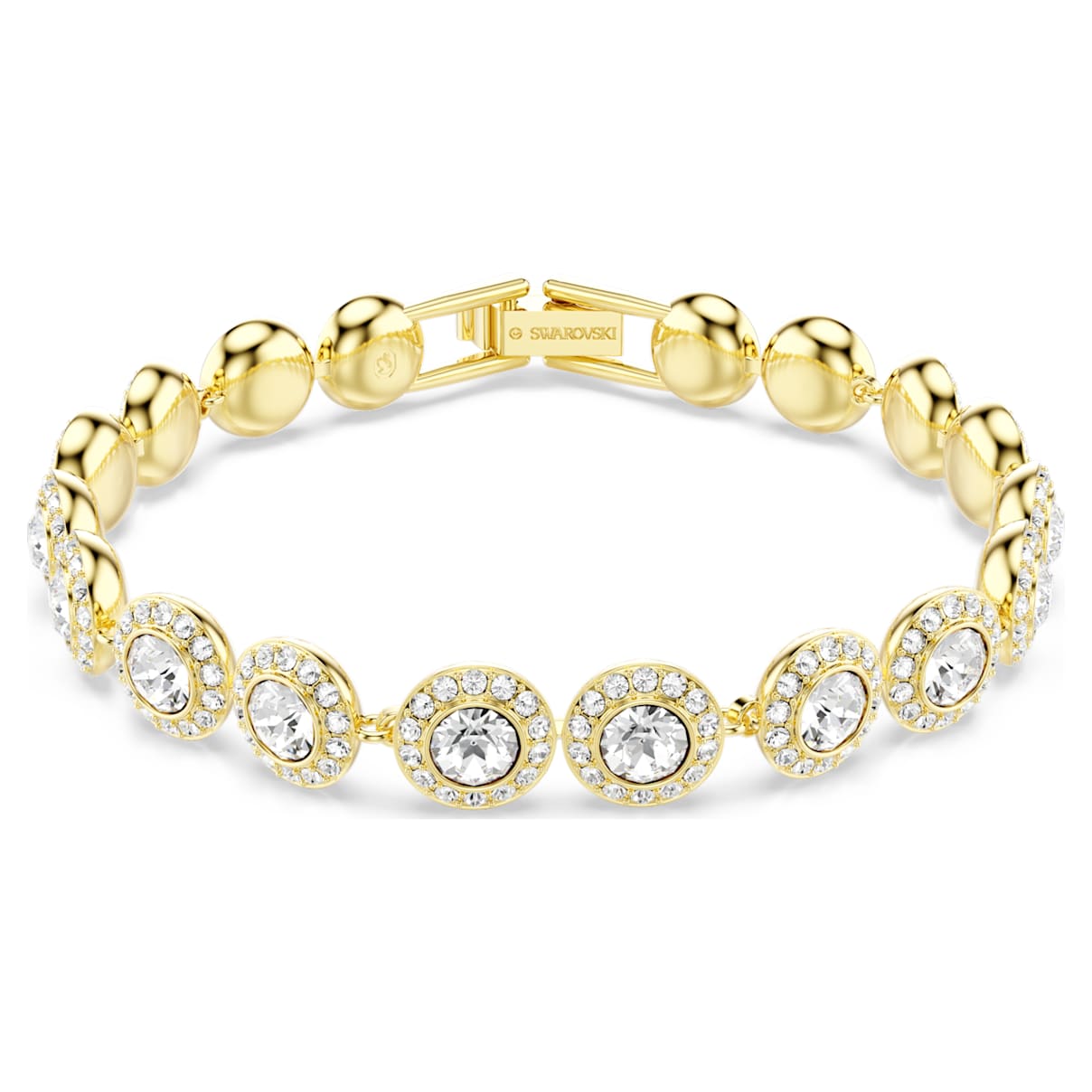 

Braccialetto Angelic, Taglio tondo, Pavé, Medio, Bianco, Placcato color oro
