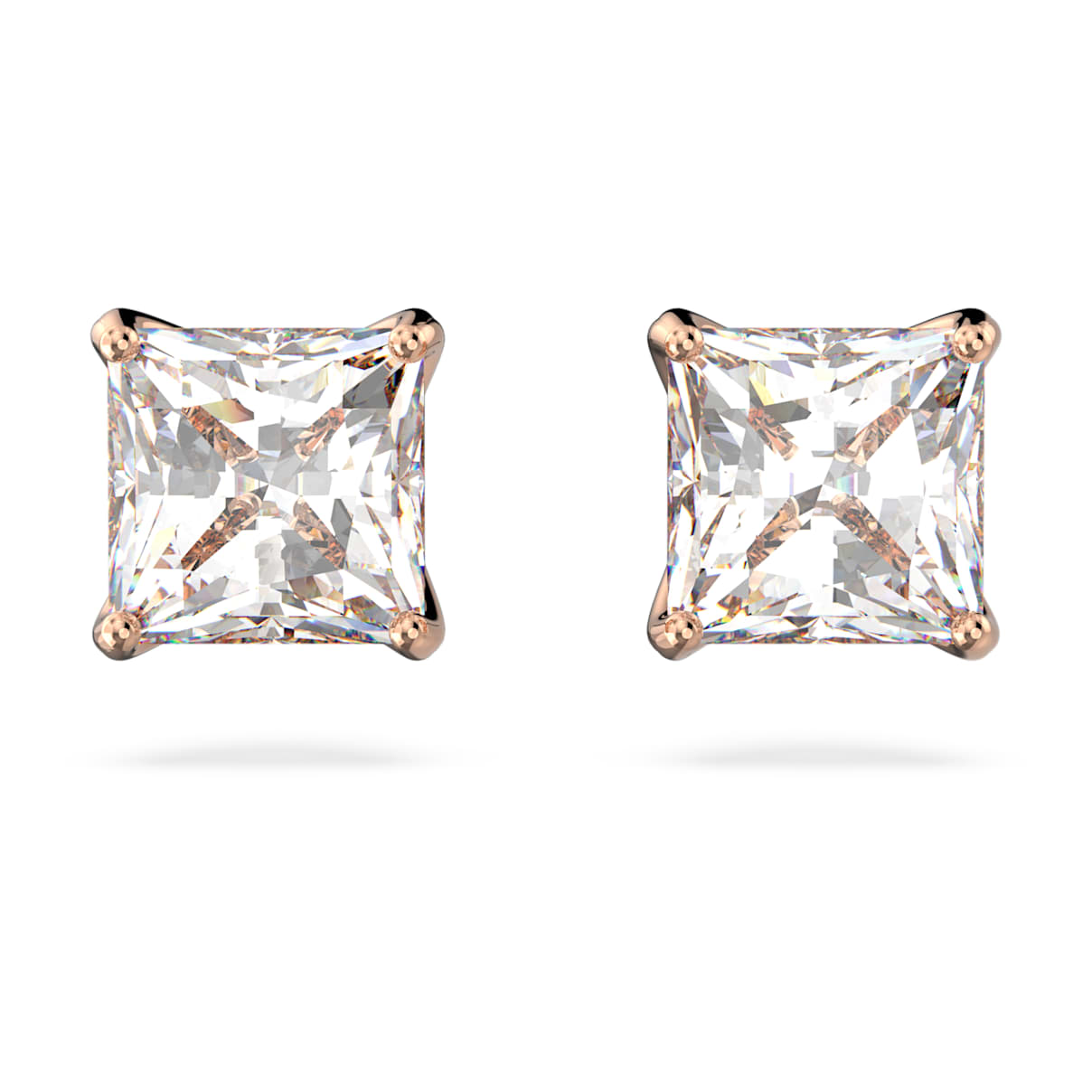 

Attract stud earrings, Square cut, Small, White, Rose gold-tone plated