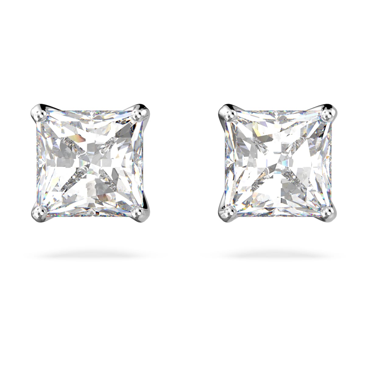 

Stilla Attract stud earrings, Square cut, White, Rhodium plated