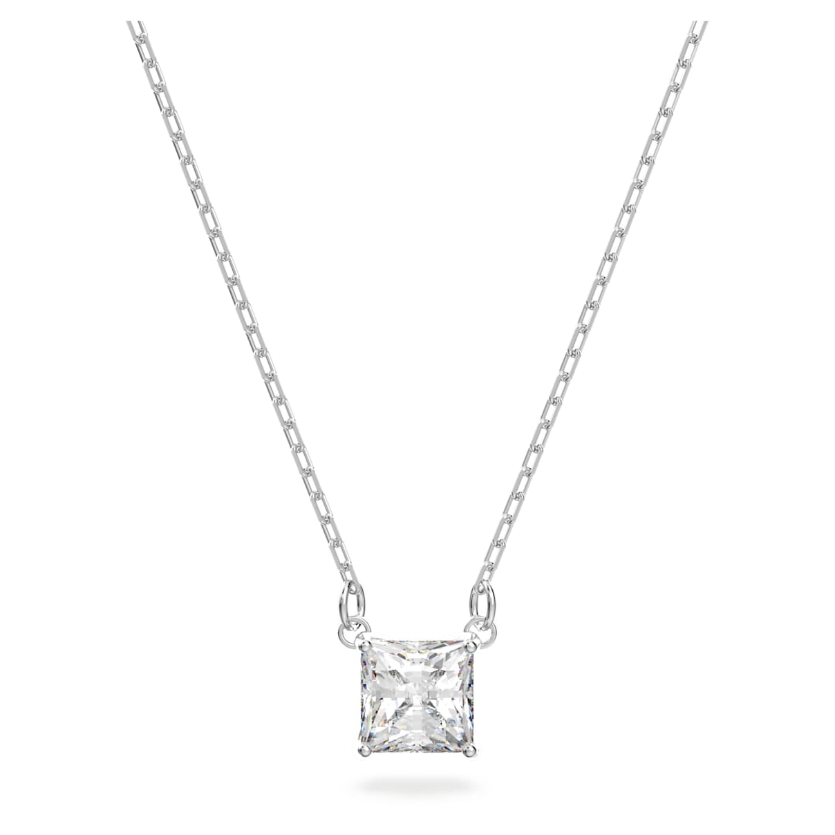 

Stilla Attract necklace, Square cut, White, Rhodium plated