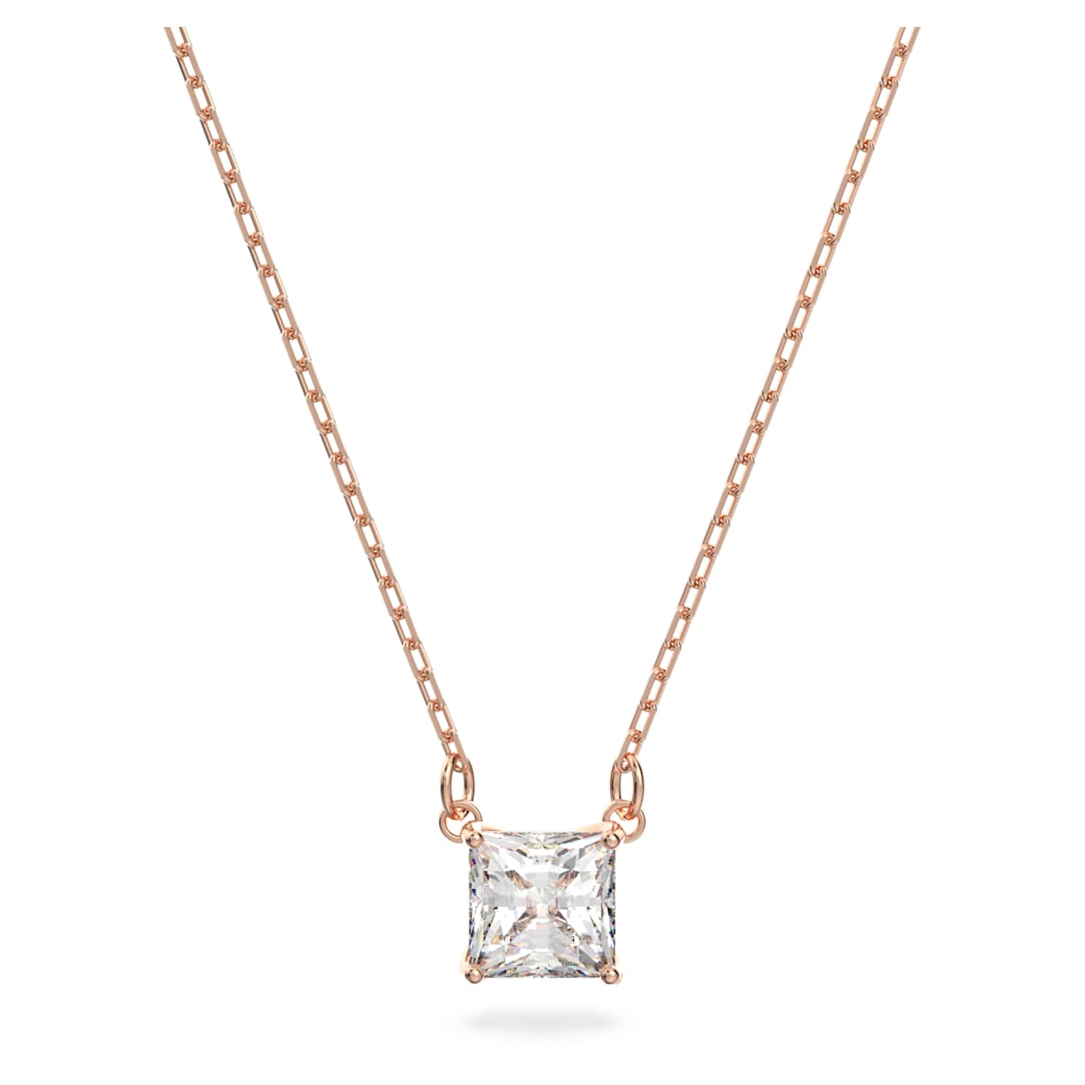

Stilla Attract necklace, Square cut, White, Rose gold-tone plated