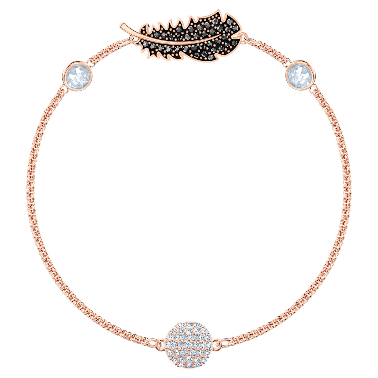

Swarovski Strand Remix Collection, Fermoir magnétique, Plume, Noir, Placage de ton or rosé