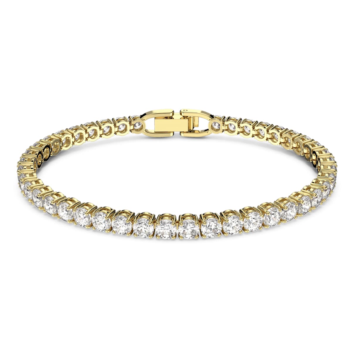 

Tennis Deluxe bracelet, Round cut, White, Gold-tone plated