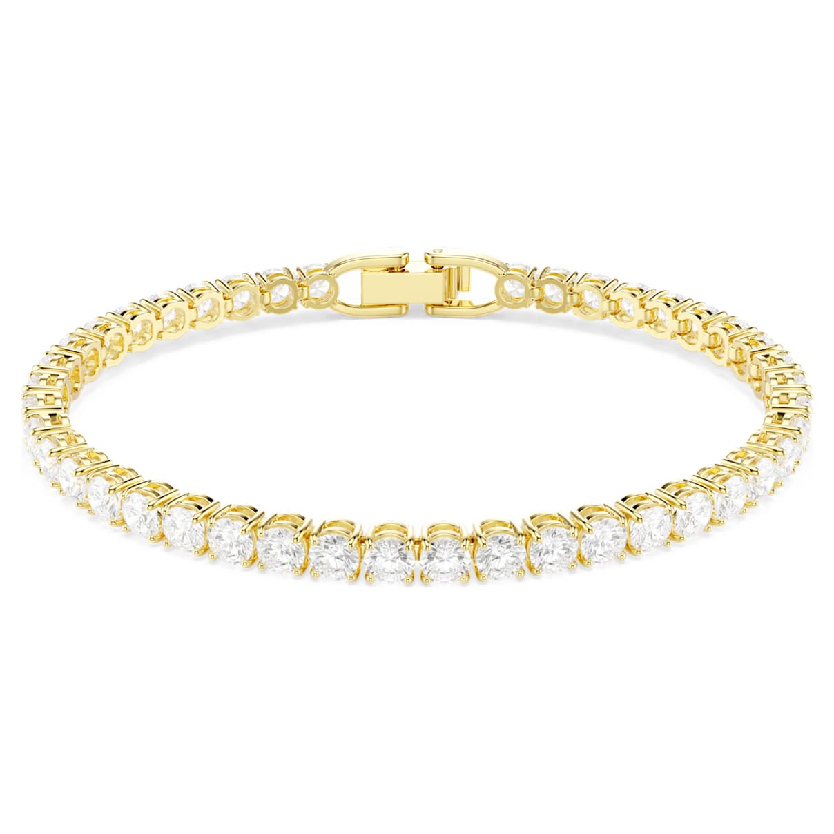 

Tennis Deluxe bracelet, Round cut, White, Gold-tone plated