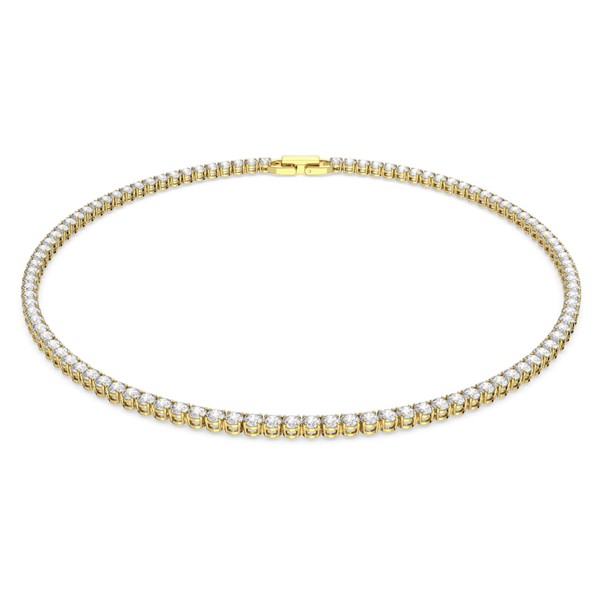 Swarovski Tennis Deluxe necklace, Round cut, White, Gold-tone plated