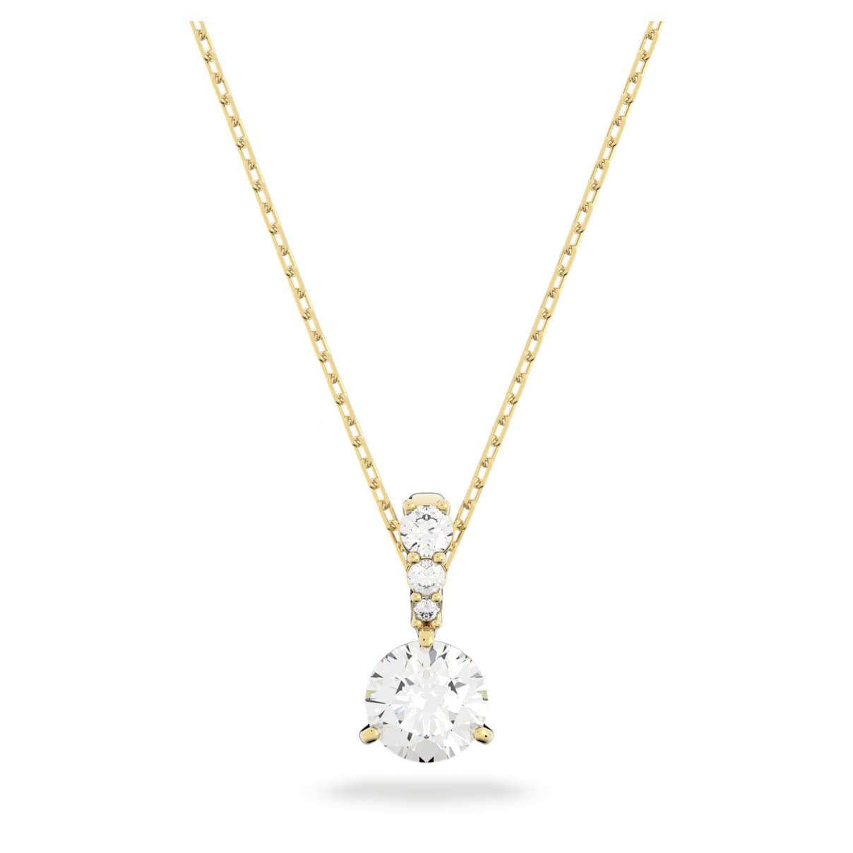 Swarovski Solitaire pendant, Round cut, White, Gold-tone plated