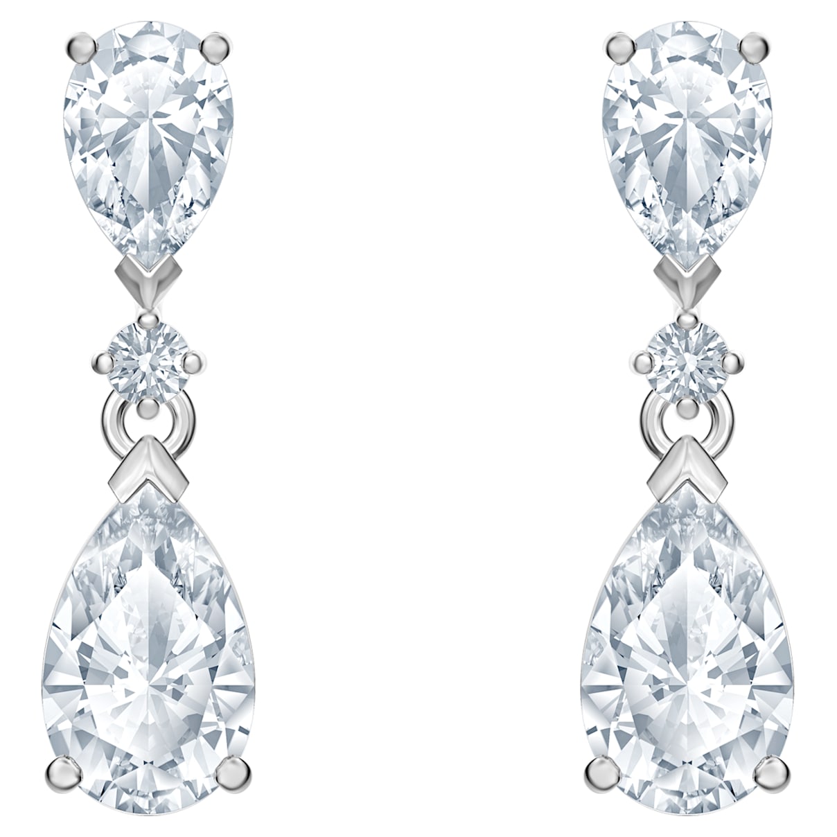 Click to view product details and reviews for Attract Drop Pierced Earrings White Rhodium Plated.