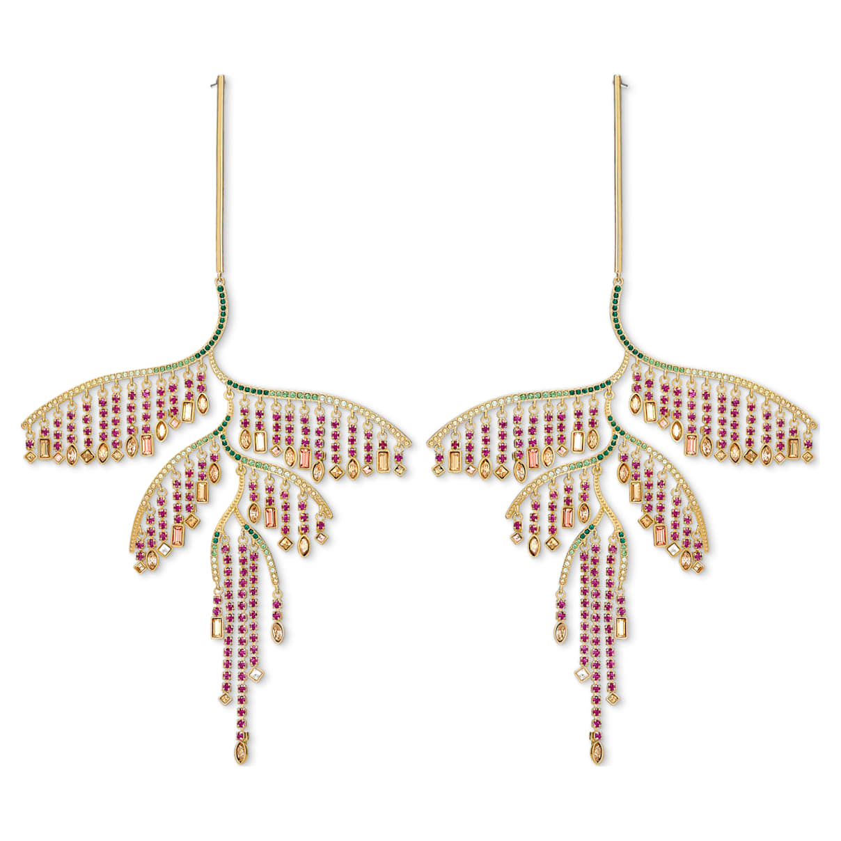 

Swarovski Tropical drop earrings, Leaf, Long, Pink, Mixed metal finish